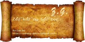 Zákány Gábor névjegykártya